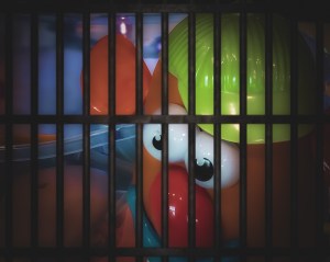 Mr. Potato Head behind bars